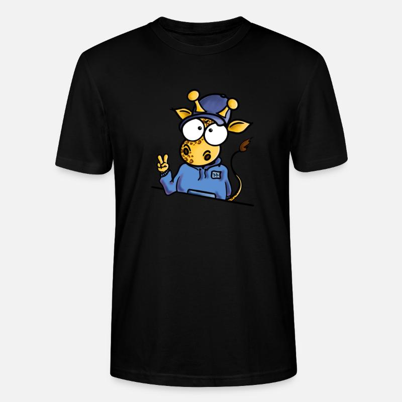 Giraffe mit Cap Peace - Stanley/Stella Unisex Bio-T-Shirt CRAFTER - Schwarz