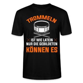 Trommel Trommler Drummer Marschtrommel - Stanley/Stella Unisex Bio-T-Shirt CRAFTER - Schwarz - Vorne - Alina (178cm) & Michal (187cm)