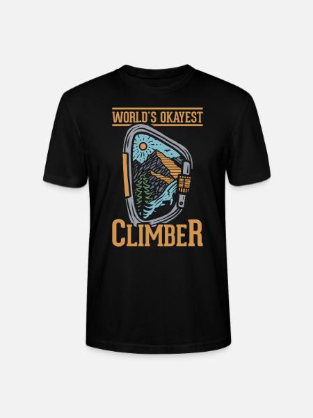 Rock Climbing Climber Carabiner - Stanley/Stella CRAFTER Unisex Organic T-Shirt - black