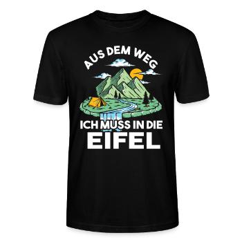 Aus dem Weg ich muss in die Eifel - Stanley/Stella Unisex Bio-T-Shirt CRAFTER - Schwarz - Vorne - Alina (178cm) & Michal (187cm)
