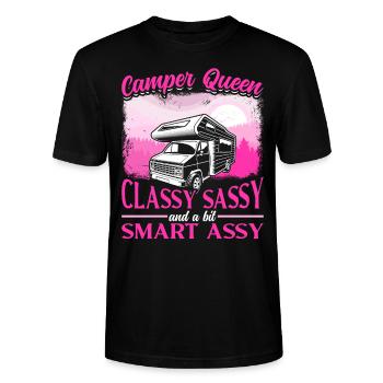 Camping Motorhome Campervan Retro - T-shirt bio CRAFTER Stanley Stella Unisexe - noir - Devant - Alina (178cm) & Michal (187cm)