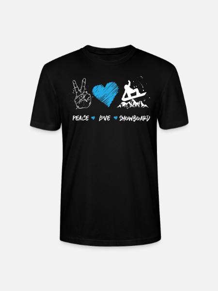 Snowboarding Snowboard peace love - Stanley/Stella CRAFTER Unisex Organic T-Shirt - black