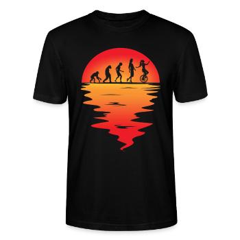 Einrad Evolution Einradfahrer Einrad Radfahren - Stanley/Stella Unisex Bio-T-Shirt CRAFTER - Schwarz - Vorne - Alina (178cm) & Michal (187cm)