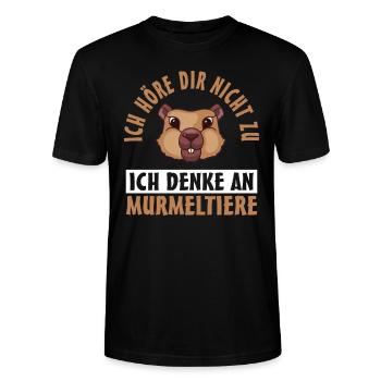 Murmeltier - Stanley/Stella Unisex Bio-T-Shirt CRAFTER - Schwarz - Vorne - Alina (178cm) & Michal (187cm)