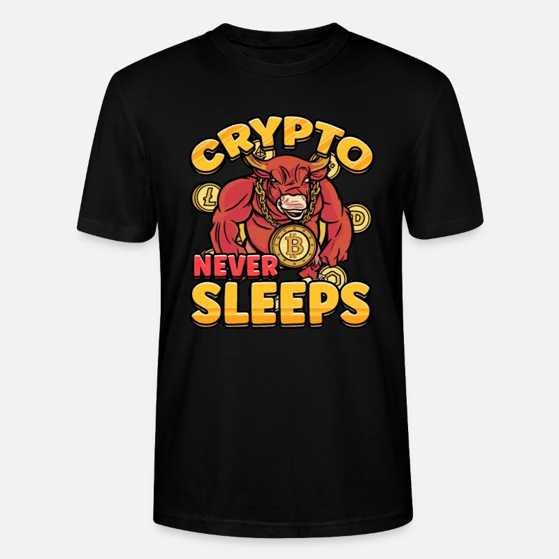 Crypto Never Sleeps Cryptocurrency BTC - Stanley/Stella Unisex Bio-T-Shirt CRAFTER - Schwarz