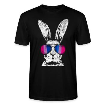 Bisexual Bi Pride Flag Rabbit - Stanley/Stella Unisex Bio-T-Shirt CRAFTER - Schwarz - Vorne - Alina (178cm) & Michal (187cm)