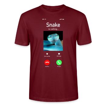 Snake Serpent Phone Display Snake - Stanley/Stella Unisex Bio-T-Shirt CRAFTER - Burgunderrot - Vorne - Alina (178cm) & Michal (187cm)