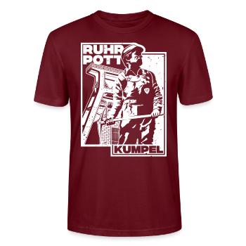Ruhrpott Kumpel - Stanley/Stella Unisex Bio-T-Shirt CRAFTER - Burgunderrot - Vorne - Alina (178cm) & Michal (187cm)