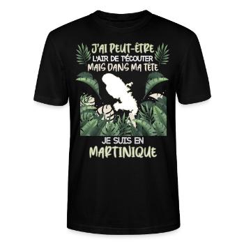Je Suis En Martinique Humour Homme Femme - T-shirt bio CRAFTER Stanley Stella Unisexe - noir - Devant - Alina (178cm) & Michal (187cm)