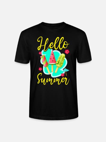 Ice Cream Popsicle Hello Summer - Stanley/Stella CRAFTER Unisex Organic T-Shirt - black