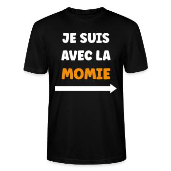 je suis avec la momie - T-shirt bio CRAFTER Stanley Stella Unisexe - noir - Devant - Alina (178cm) & Michal (187cm)