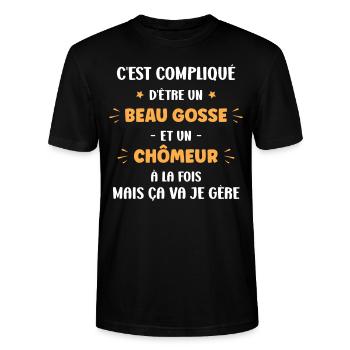 Compliqué beau gosse et chomeur - T-shirt bio CRAFTER Stanley Stella Unisexe - noir - Devant - Alina (178cm) & Michal (187cm)