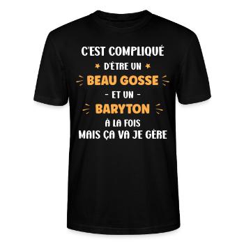 Compliqué beau gosse et baryton - T-shirt bio CRAFTER Stanley Stella Unisexe - noir - Devant - Alina (178cm) & Michal (187cm)