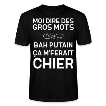 Gros mots humour ça Me Ferait Chier - T-shirt bio CRAFTER Stanley Stella Unisexe - noir - Devant - Alina (178cm) & Michal (187cm)
