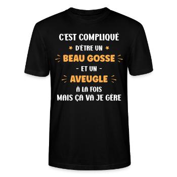Compliqué beau gosse et aveugle - T-shirt bio CRAFTER Stanley Stella Unisexe - noir - Devant - Alina (178cm) & Michal (187cm)