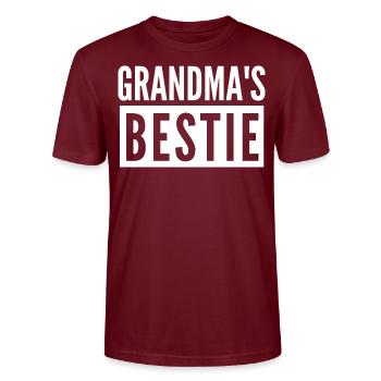 OMAS BESTIE - Stanley/Stella Unisex Bio-T-Shirt CRAFTER - Burgunderrot - Vorne - Alina (178cm) & Michal (187cm)