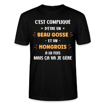 Beau gosse Hongrois - T-shirt bio CRAFTER Stanley Stella Unisexe - noir - Devant - Alina (178cm) & Michal (187cm)
