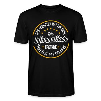 INFORMATIKER Rente 2023 eine echte Legende - Stanley/Stella Unisex Bio-T-Shirt CRAFTER - Schwarz - Vorne - Alina (178cm) & Michal (187cm)