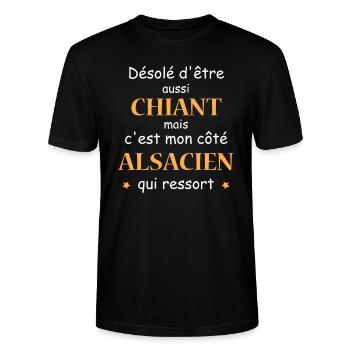 Chiant ALSACIEN - T-shirt bio CRAFTER Stanley Stella Unisexe - noir - Devant - Alina (178cm) & Michal (187cm)
