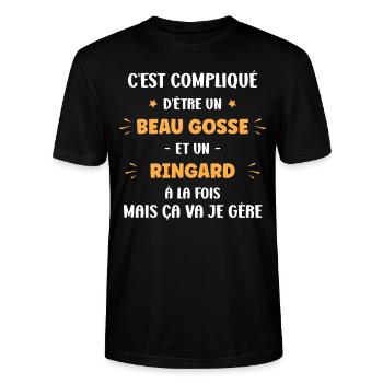 Beau gosse ringard - T-shirt bio CRAFTER Stanley Stella Unisexe - noir - Devant - Alina (178cm) & Michal (187cm)