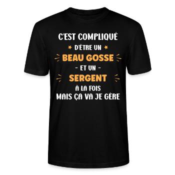 Beau gosse sergent - T-shirt bio CRAFTER Stanley Stella Unisexe - noir - Devant - Alina (178cm) & Michal (187cm)
