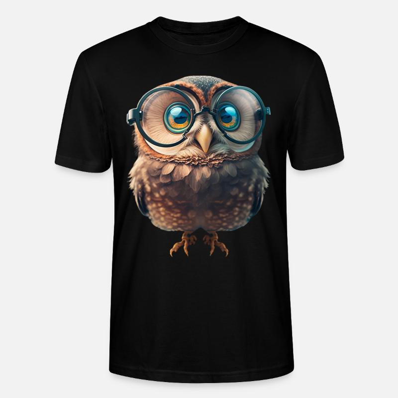 Niedliche Eule mit großer Brille - Stanley/Stella Unisex Bio-T-Shirt CRAFTER - Schwarz
