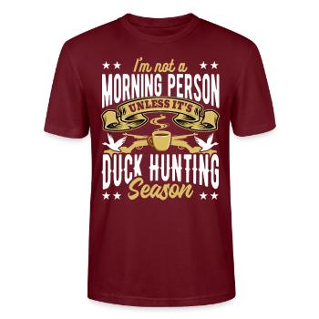 Entenjäger Entenjagd Jagdhunde Jagdausflug - Stanley/Stella Unisex Bio-T-Shirt CRAFTER - Burgunderrot - Vorne - Alina (178cm) & Michal (187cm)