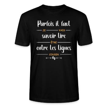 Je vais être cousin - T-shirt bio CRAFTER Stanley Stella Unisexe - noir - Devant - Alina (178cm) & Michal (187cm)