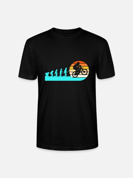 Fahrräder Radfahrer Evolution Mountainbiker - Stanley/Stella Unisex Bio-T-Shirt CRAFTER - Schwarz