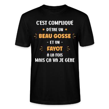 fayot - T-shirt bio CRAFTER Stanley Stella Unisexe - noir - Devant - Alina (178cm) & Michal (187cm)