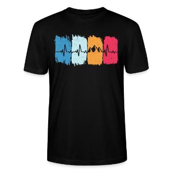 Berge Retro Herzschlag Wandern Bergsteigern Berg - Stanley/Stella Unisex Bio-T-Shirt CRAFTER - Schwarz - Vorne - Alina (178cm) & Michal (187cm)