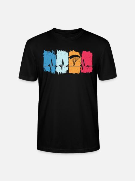 Skydiving Retro Heartbeat Skydiving - Stanley/Stella CRAFTER Unisex Organic T-Shirt - black