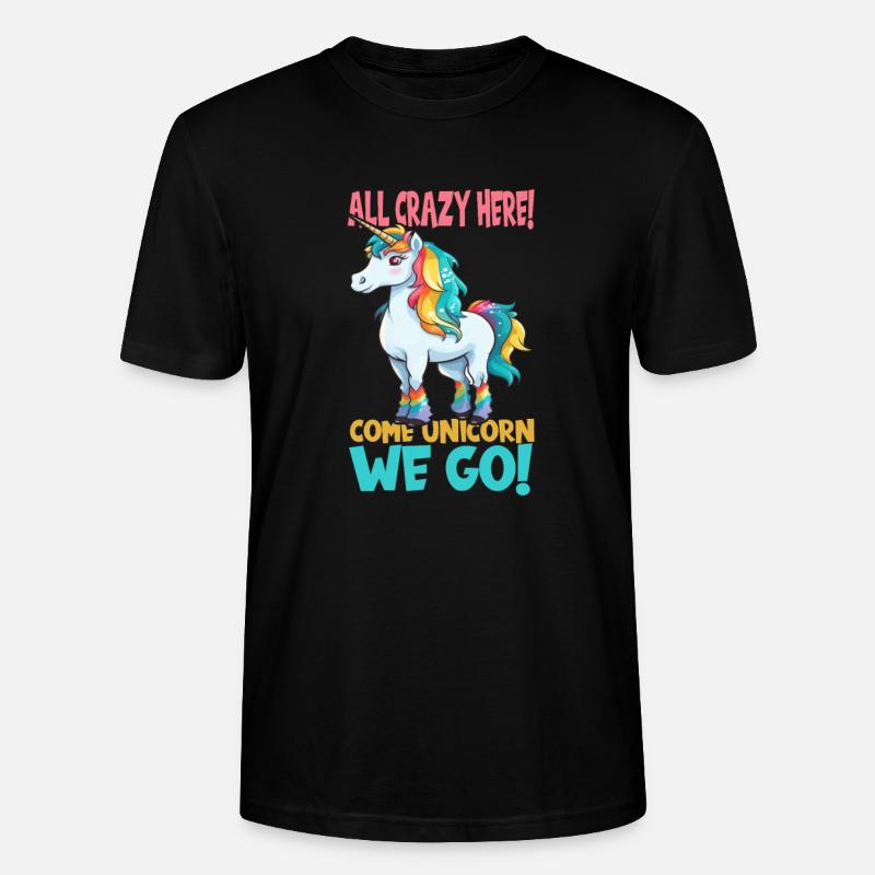 Comic lustiges kleines Einhorn - Stanley/Stella Unisex Bio-T-Shirt CRAFTER - Schwarz