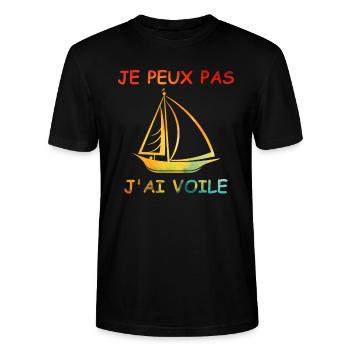 Je peux pas j'ai voile - T-shirt bio CRAFTER Stanley Stella Unisexe - noir - Devant - Alina (178cm) & Michal (187cm)