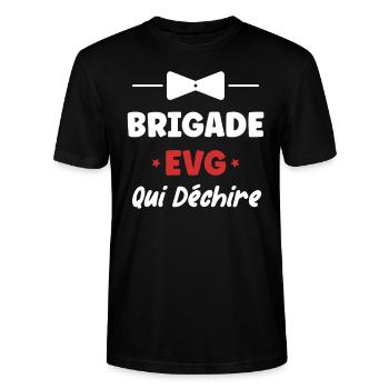 brigade evg - T-shirt bio CRAFTER Stanley Stella Unisexe - noir - Devant - Alina (178cm) & Michal (187cm)
