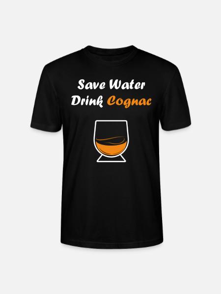 Save water drink cognac - Stanley/Stella CRAFTER Unisex Organic T-Shirt - black