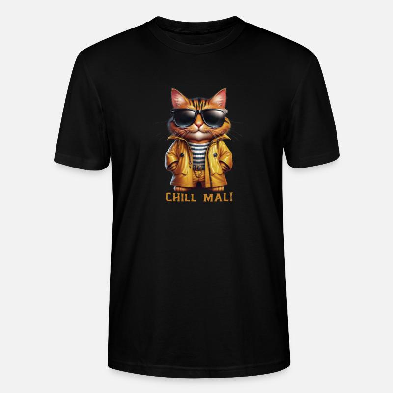 Coole comic Katze mit Sonnebrille - Stanley/Stella Unisex Bio-T-Shirt CRAFTER - Schwarz