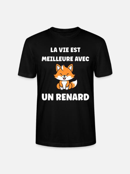 J'aime les renards - T-shirt bio CRAFTER Stanley Stella Unisexe - noir
