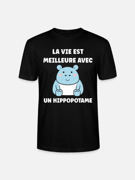 amour petit hippopotame - T-shirt bio CRAFTER Stanley Stella Unisexe - noir