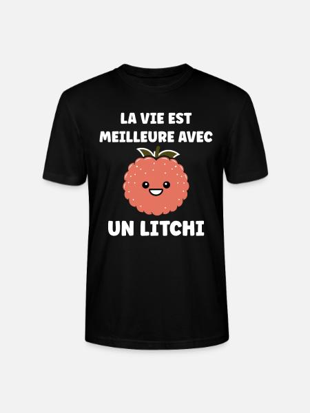 Fruit Humour petit litchi - T-shirt bio CRAFTER Stanley Stella Unisexe - noir