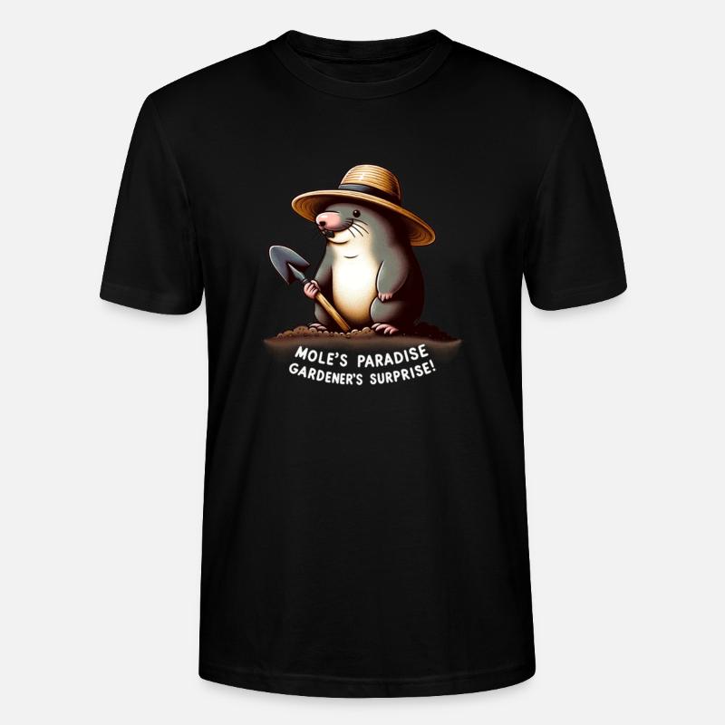 Comic Maulwurf als Gärtner - Stanley/Stella Unisex Bio-T-Shirt CRAFTER - Schwarz