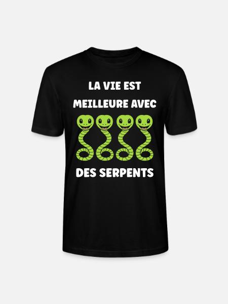 Humour petit serpent - T-shirt bio CRAFTER Stanley Stella Unisexe - noir