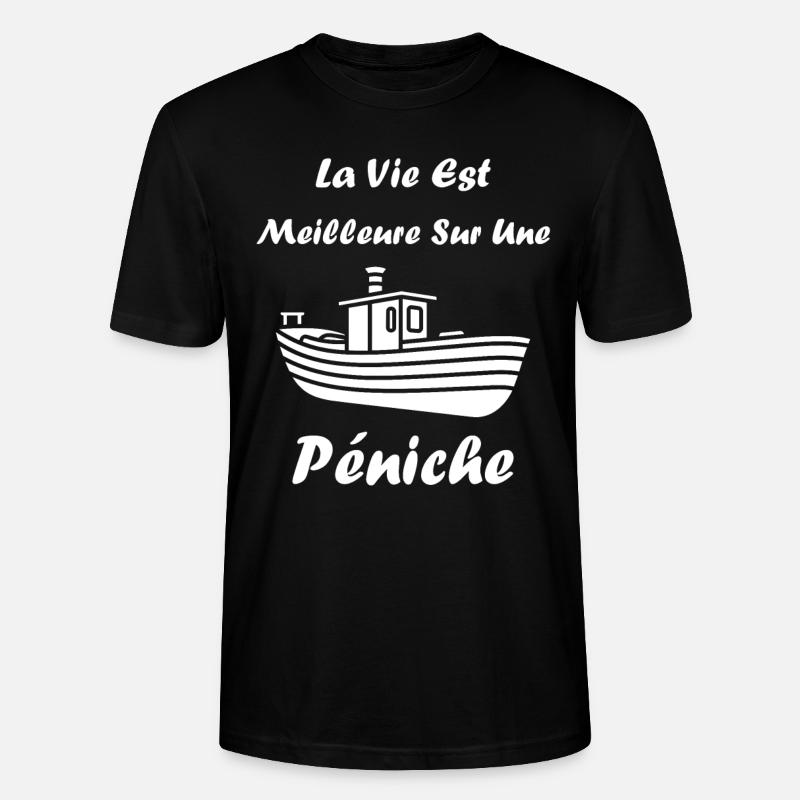 Bateau humour péniche - T-shirt bio CRAFTER Stanley Stella Unisexe - noir