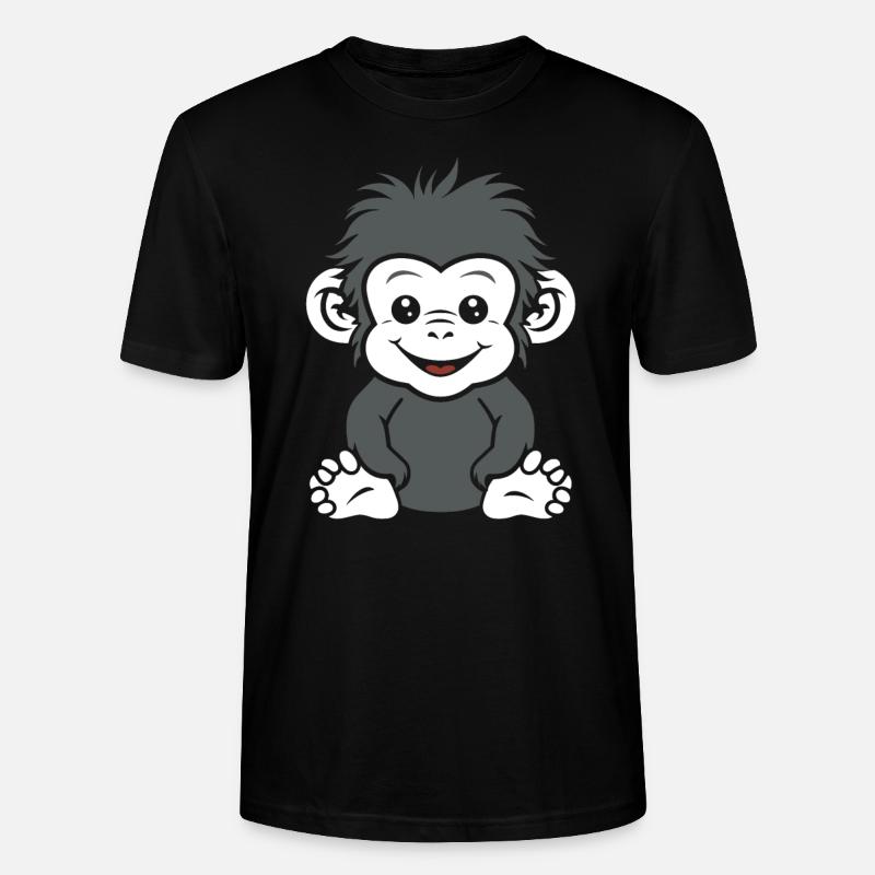 Humour petit singe babouin - T-shirt bio CRAFTER Stanley Stella Unisexe - noir
