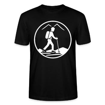 Randonné humour marche nordique - T-shirt bio CRAFTER Stanley Stella Unisexe - noir - Devant - Alina (178cm) & Michal (187cm)