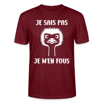 Citation autruche - T-shirt bio CRAFTER Stanley Stella Unisexe - bordeaux - Devant - Alina (178cm) & Michal (187cm)