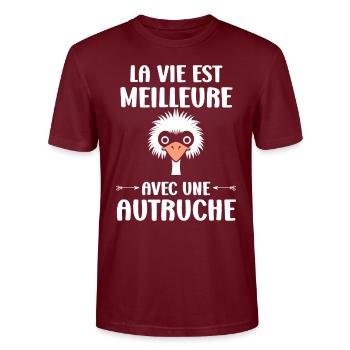 Citation autruche - T-shirt bio CRAFTER Stanley Stella Unisexe - bordeaux - Devant - Alina (178cm) & Michal (187cm)