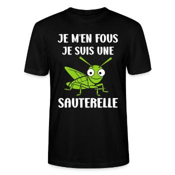 Insecte humour Sauterelle - T-shirt bio CRAFTER Stanley Stella Unisexe - noir - Devant - Alina (178cm) & Michal (187cm)