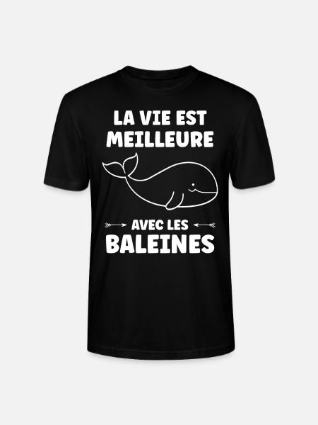 Baleines bleu Amour baleine - T-shirt bio CRAFTER Stanley Stella Unisexe - noir
