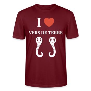 Humour ver de terre - T-shirt bio CRAFTER Stanley Stella Unisexe - bordeaux - Devant - Alina (178cm) & Michal (187cm)